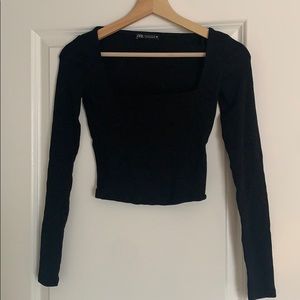 Zara Square Neck Long Sleeve Crop